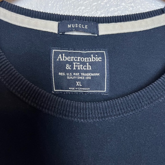Vintage Abercrombie & Fitch Logo Navy Short Sleeve Muscle Tee X-Large - Picture 4 of 6